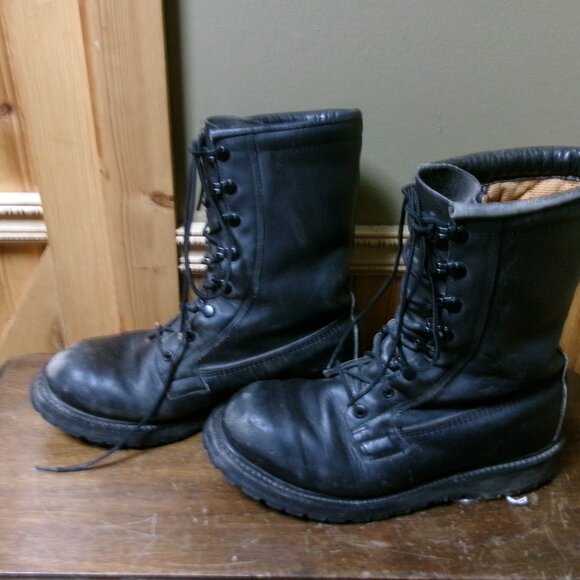 Mens vtg Military 1997 combat boots lined leather vibram soles grunge biker 8 M main image 8